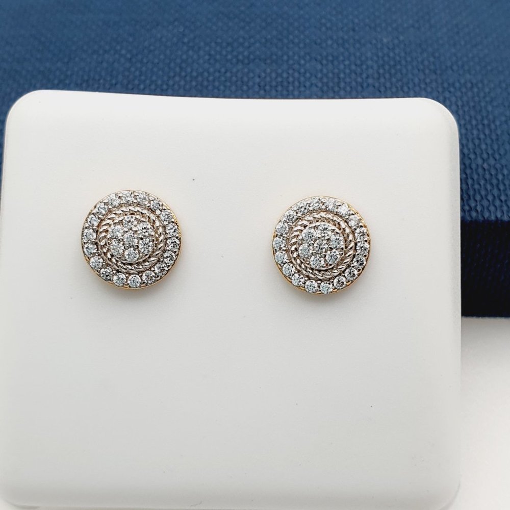 14K Gold Plated Cubic Zircon Earrings, INUS1BR143 - Picture 1 of 9